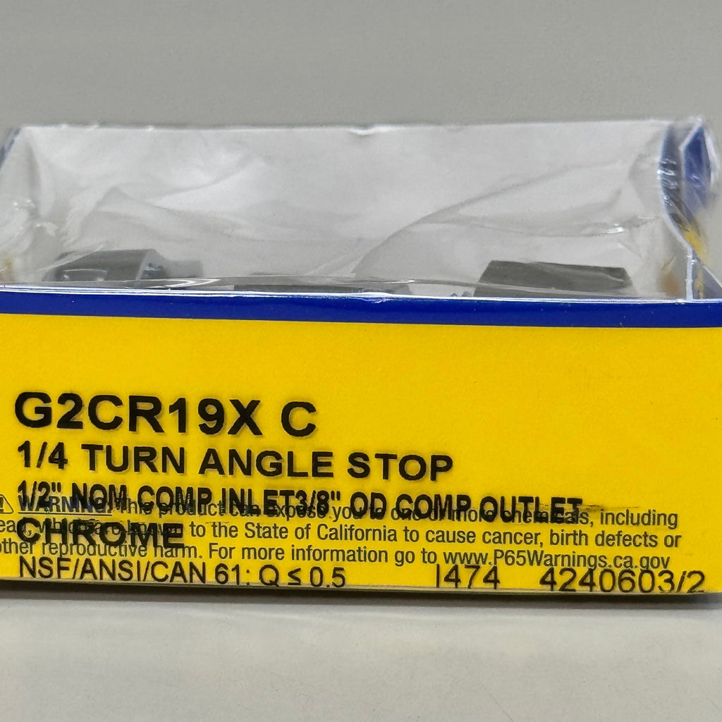 ZA@ BRASS CRAFT (5 PACK) 1/4" Turn Angle Supply STOP Valve 1/2"x3/8" Chrome G2CR19XC As-is Damaged Packaging