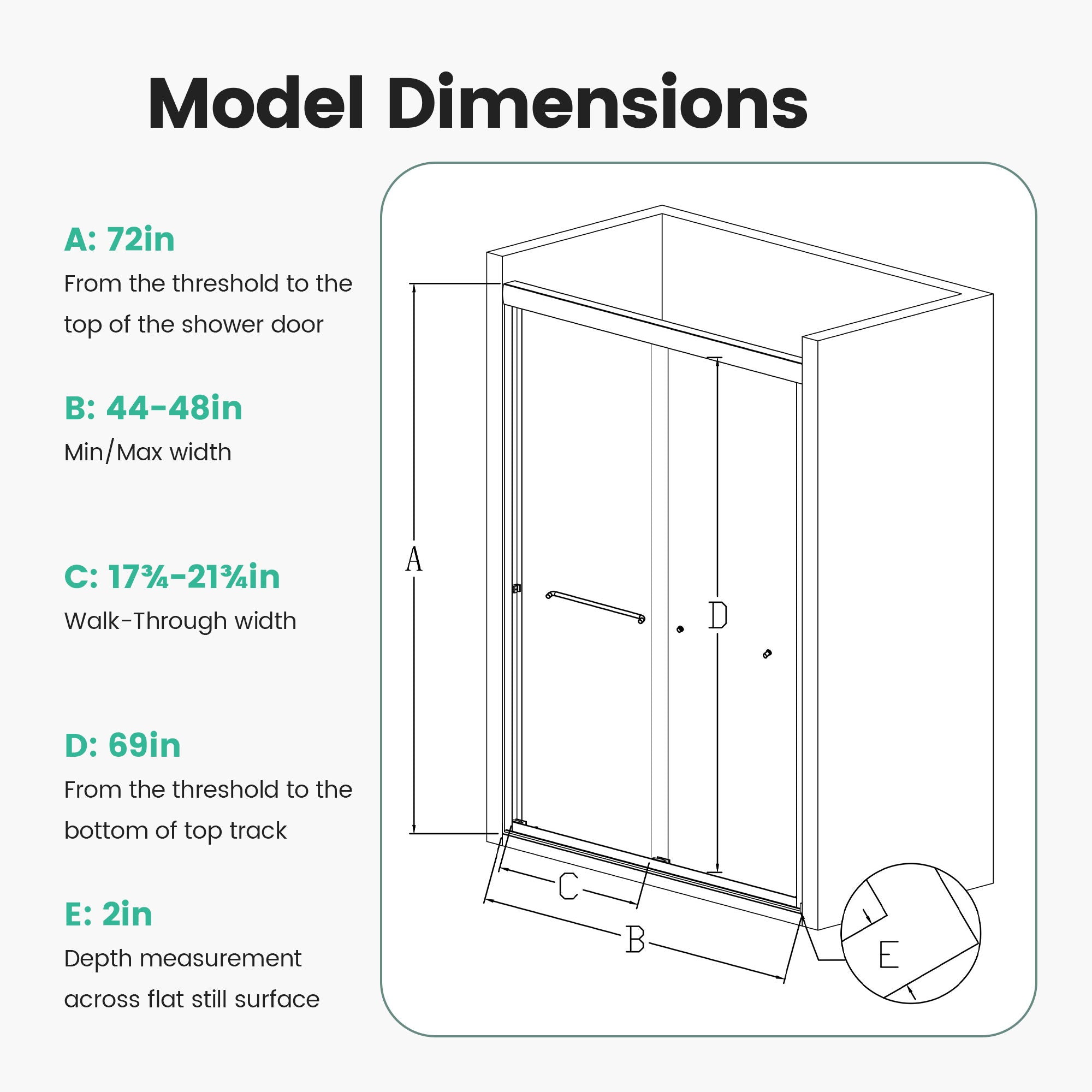 Semi Frameless Double Sliding Shower Door with Tempered Glass