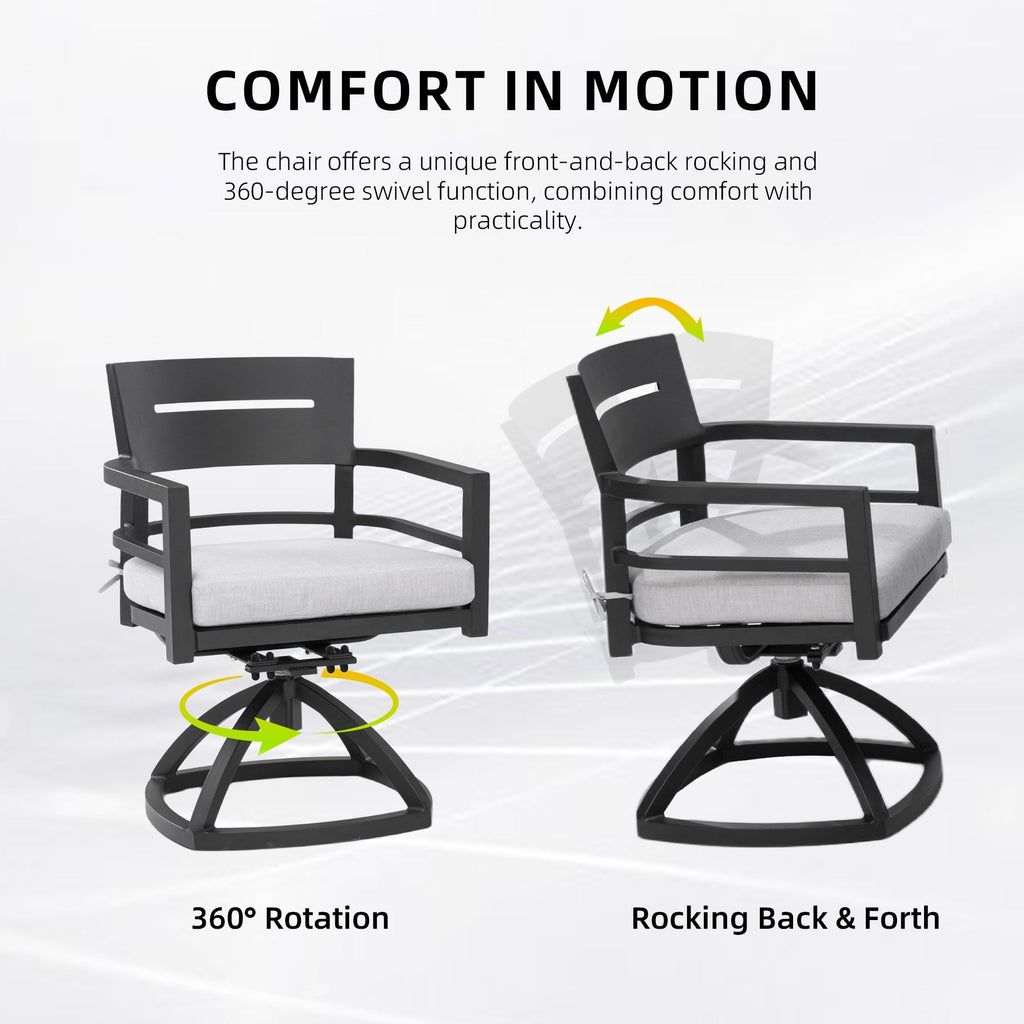 Outdoor Patio Aluminum Swivel Rocker 2PCs with Sunbrella Cushions