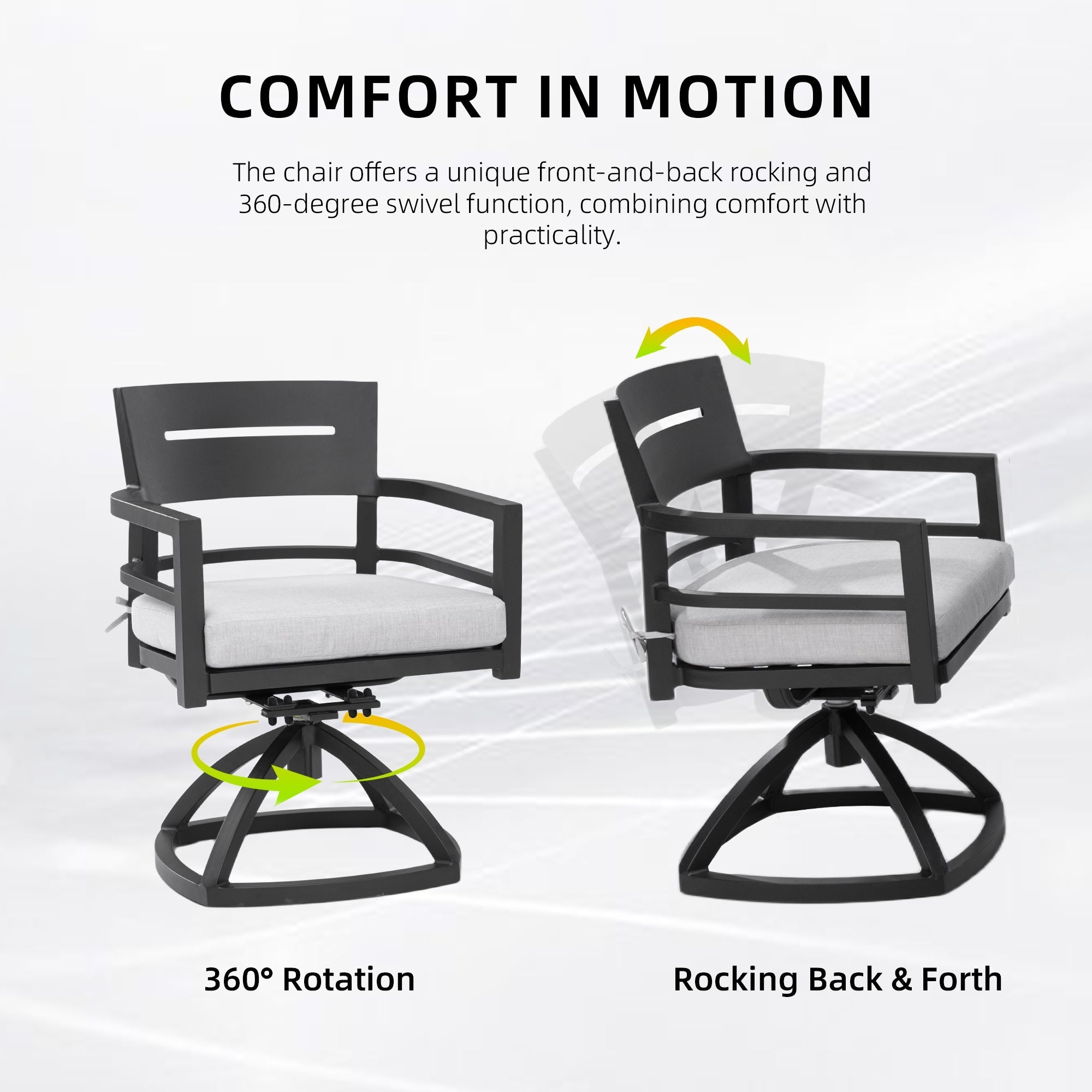 Outdoor Patio Aluminum Swivel Rocker 2PCs with Sunbrella Cushions