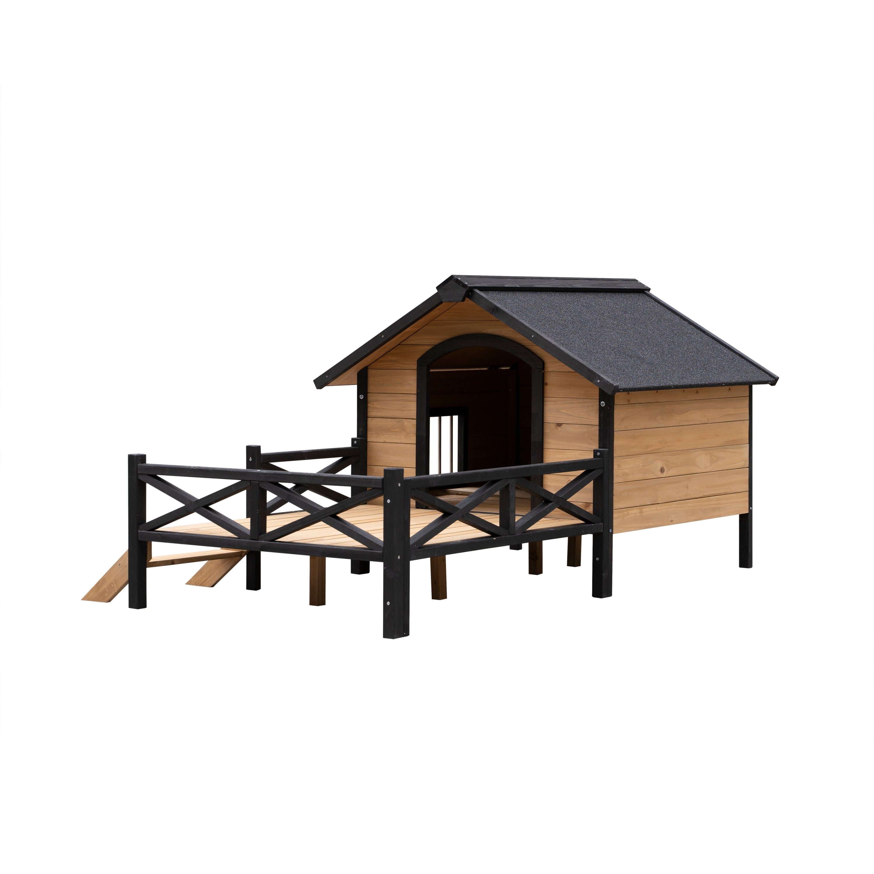 Outdoor Large Wooden Cabin House Style Dog Kennel with Porch