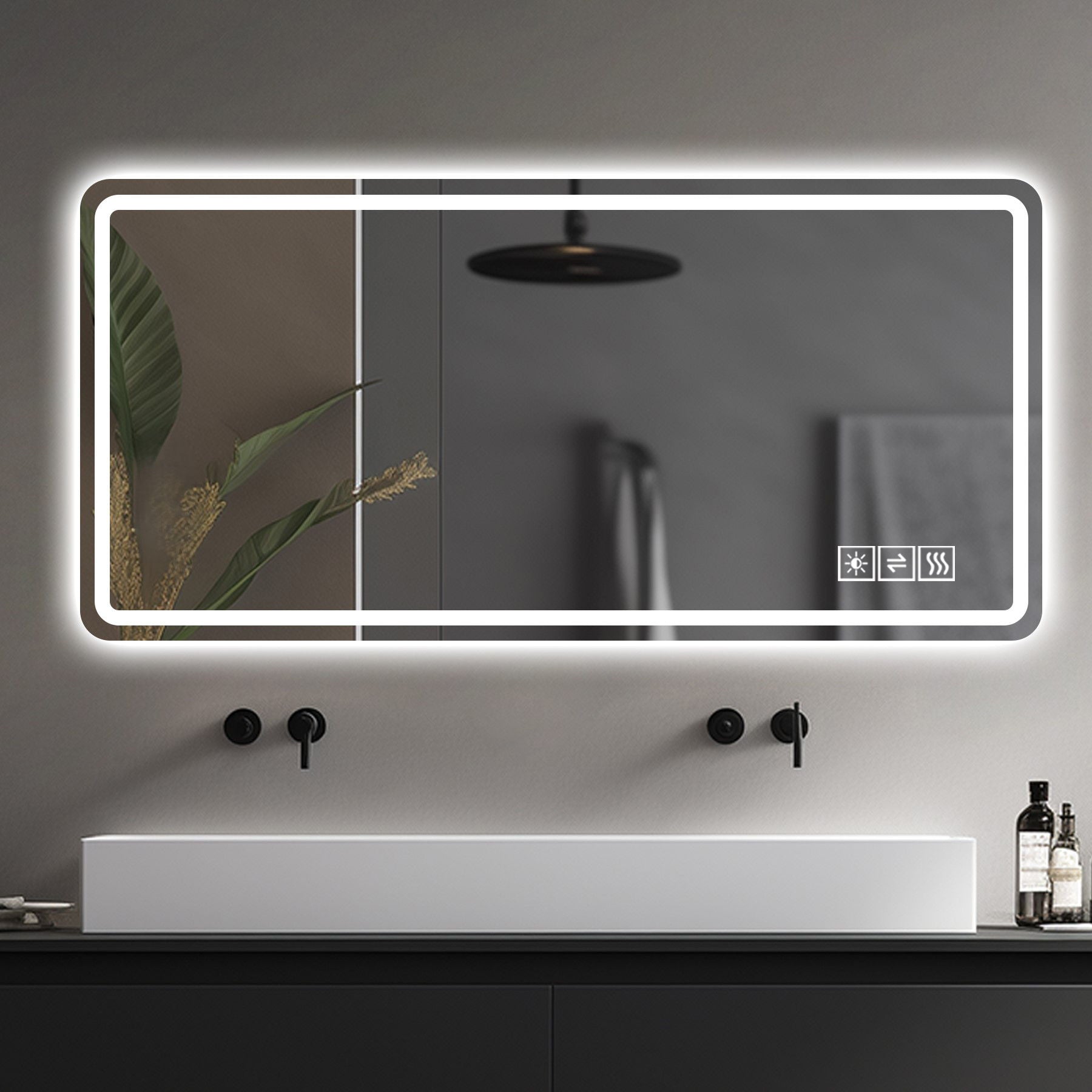 LED Bathroom Mirror with Anti-Fog, Rust Resistance, and Tri-Color Lighting