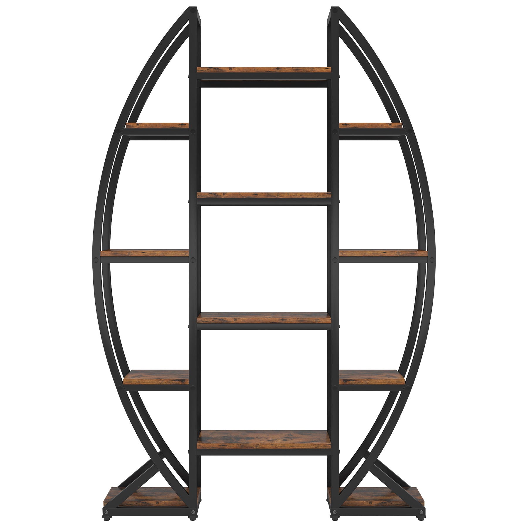 Triple Wide Oval Etagere Bookcase With Shelves For Living Room