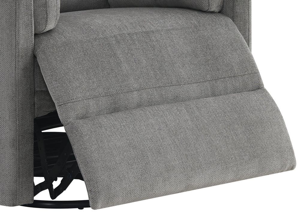 Sagen Charcoal Chenille Glider Recliner with Swivel
