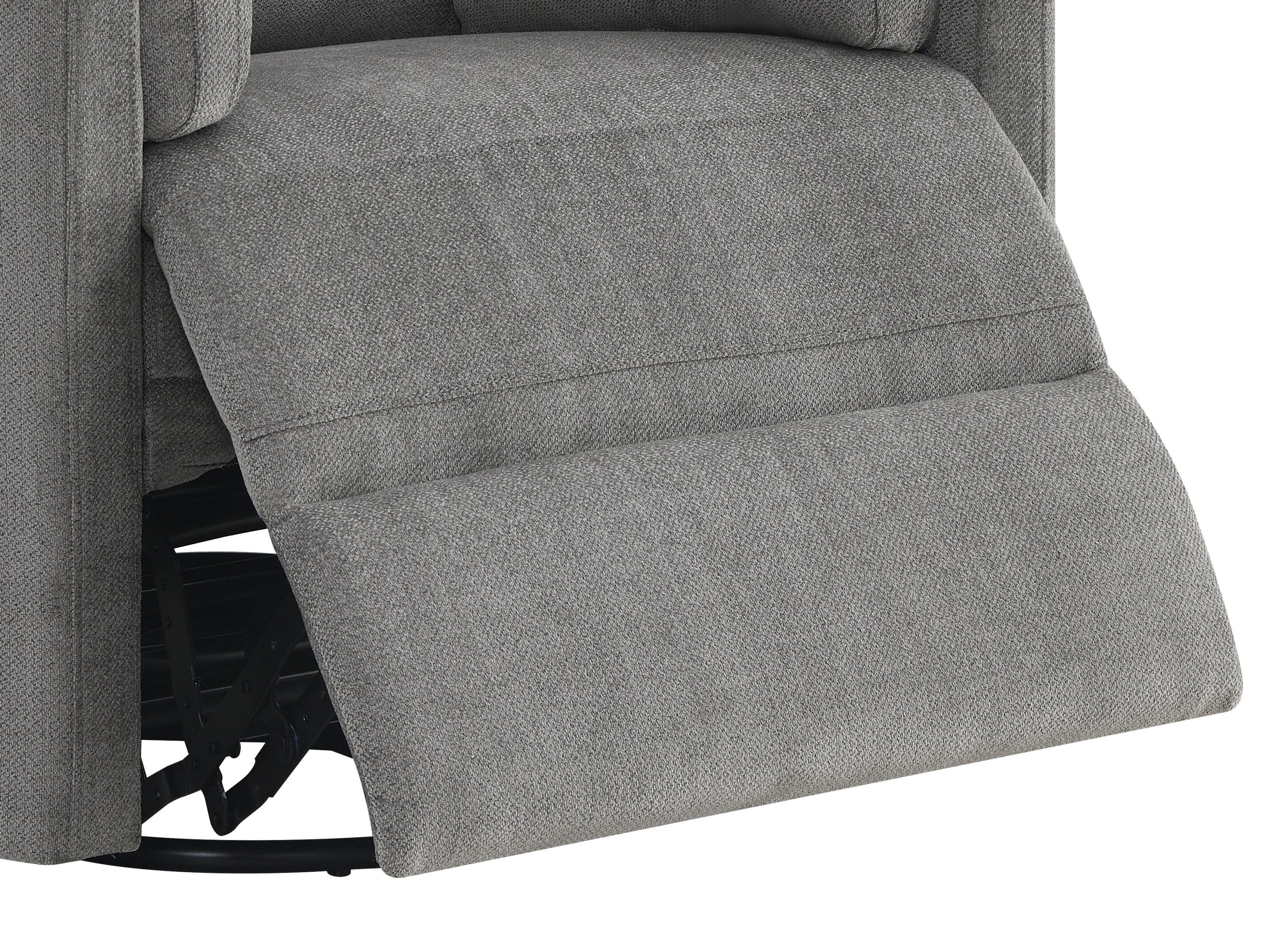 Sagen Charcoal Chenille Glider Recliner with Swivel