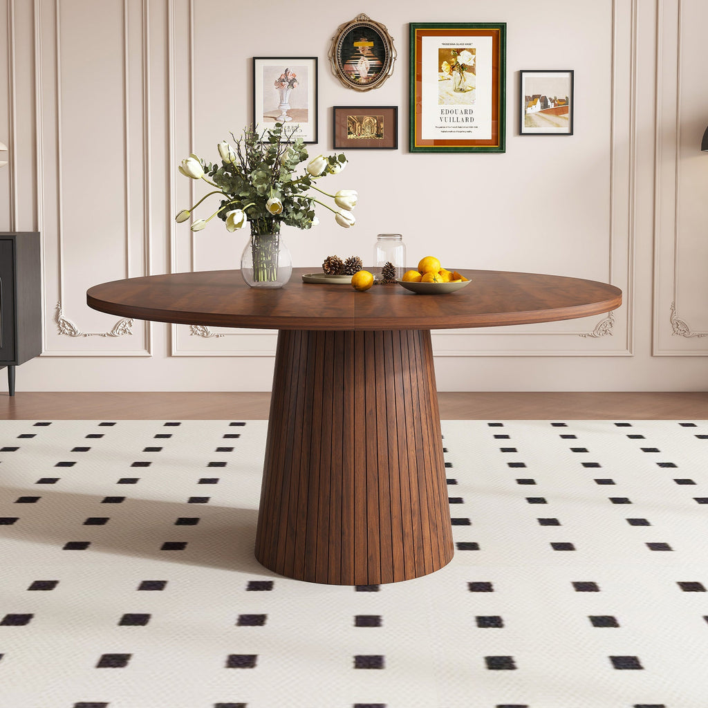 47 Inch Round MDF Dining Table for 4, Modern Farmhouse Style
