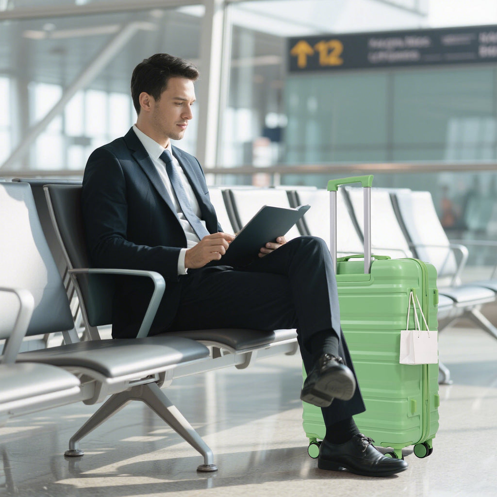 HIFINE Tourist 3-Piece Spinner Wheel Luggage Set in Green