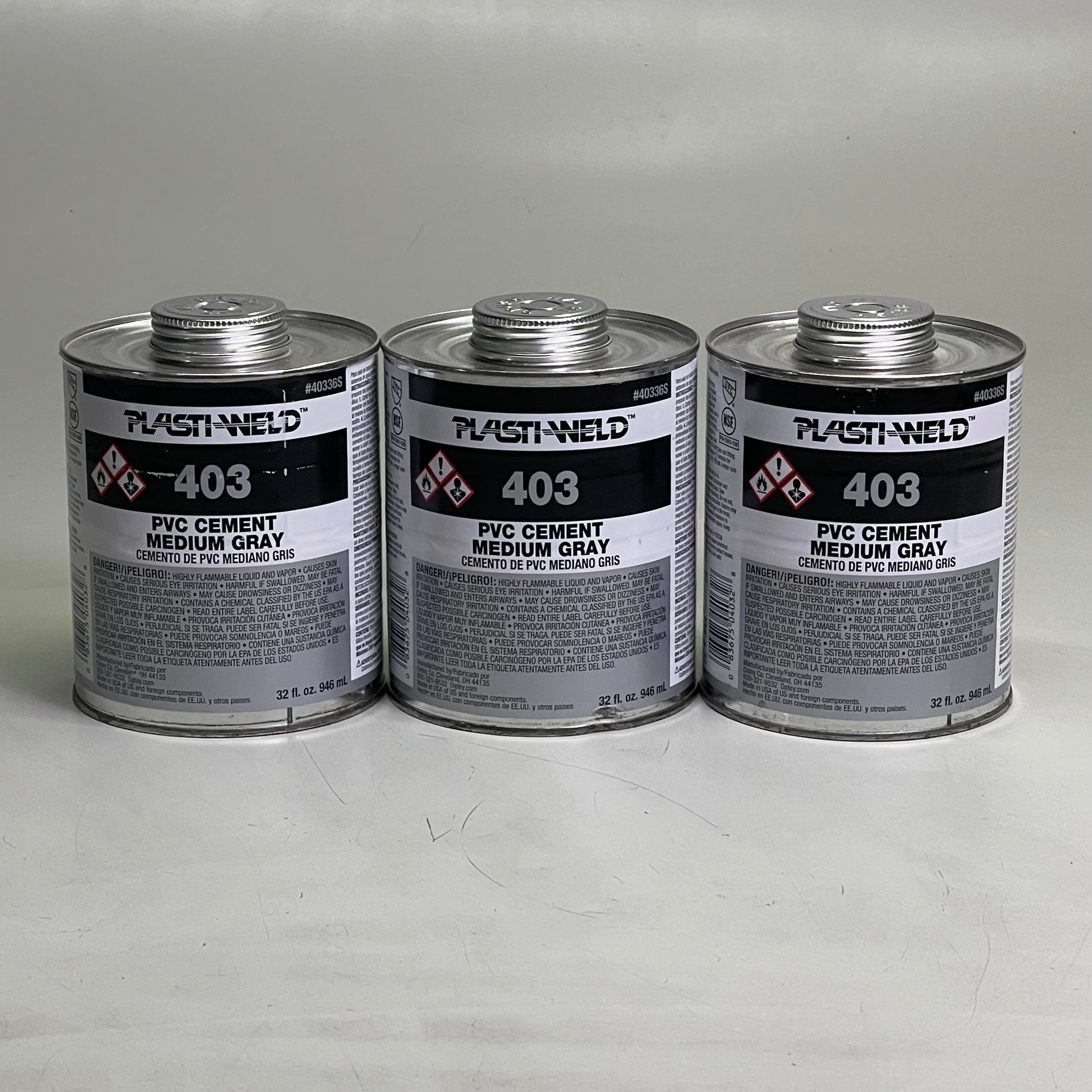 PLASTI-WELD (3 PACK) 403 PVC Cement Medium Gray 32 fl oz G40336S