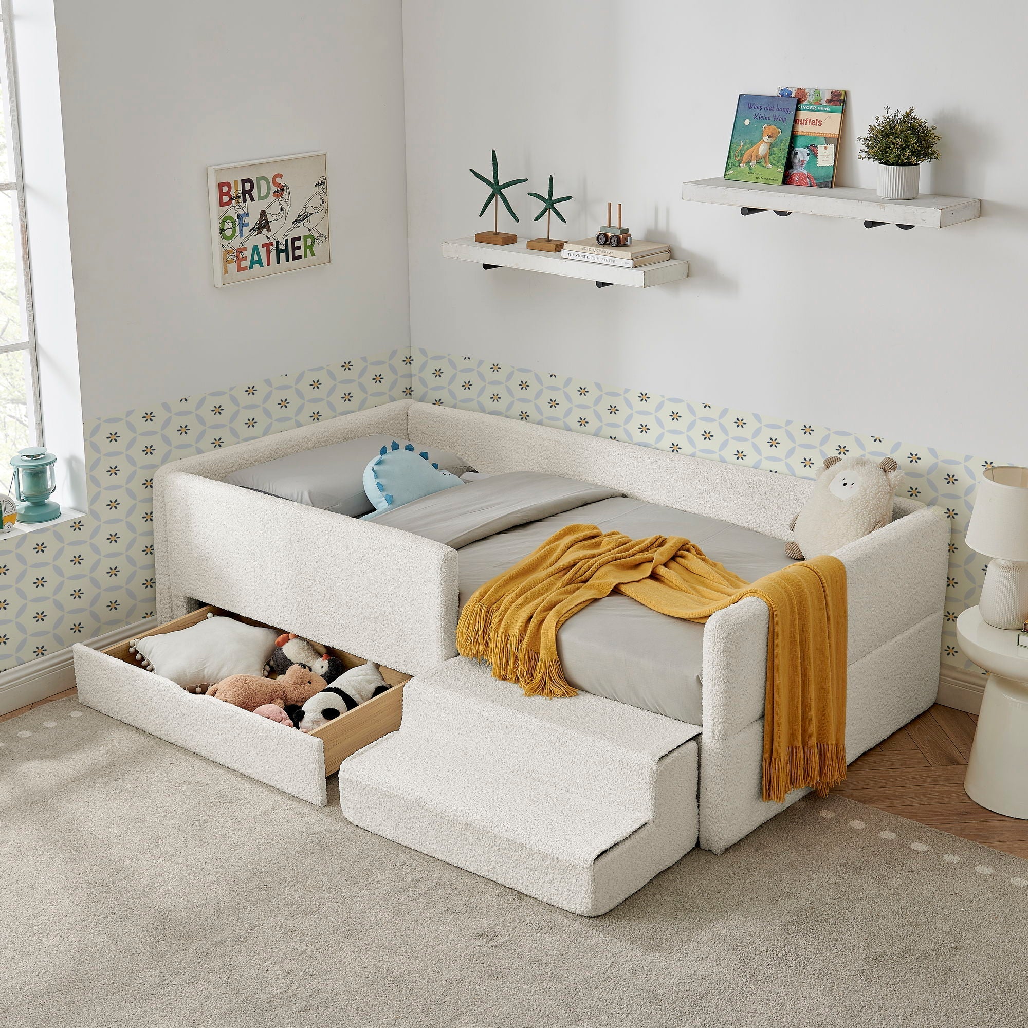 Safe Kids Bed With Guardrails And Storage