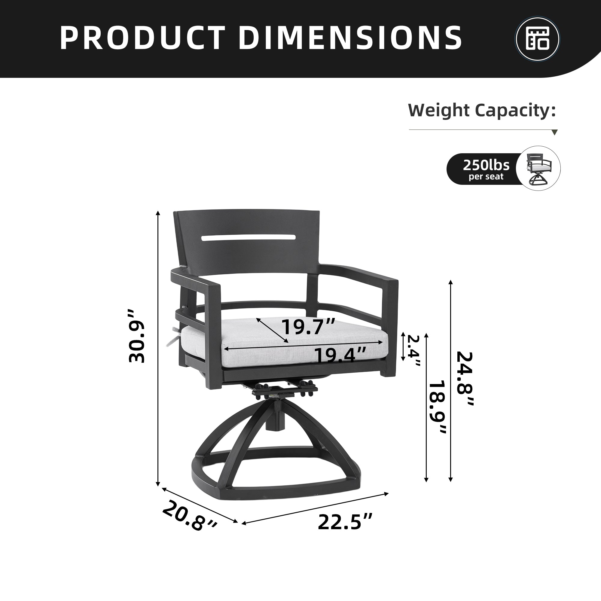 Outdoor Patio Aluminum Swivel Rocker 2PCs with Sunbrella Cushions