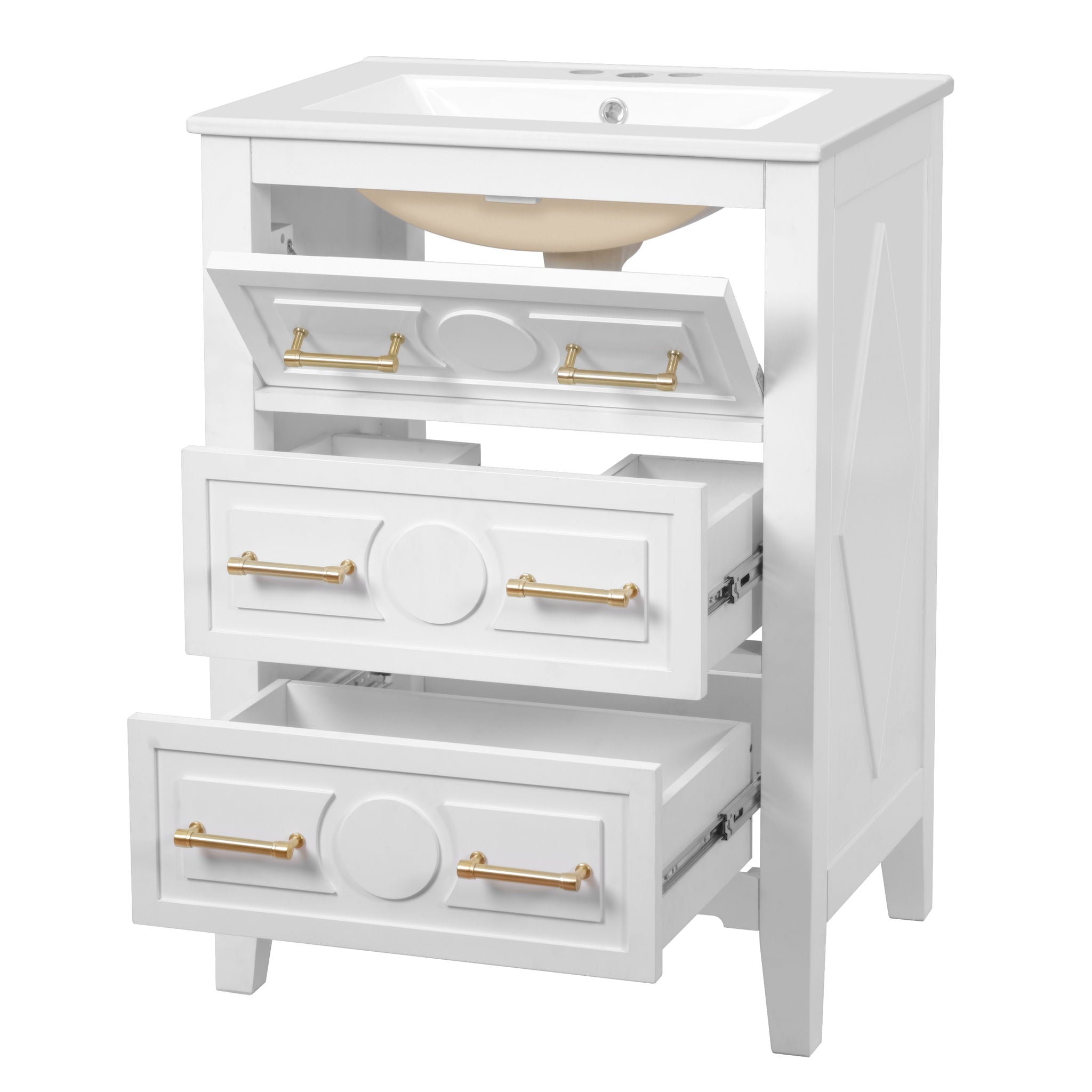 Bathroom Vanity With Sink, Free Standing 3 Drawer Storage Cabinet
