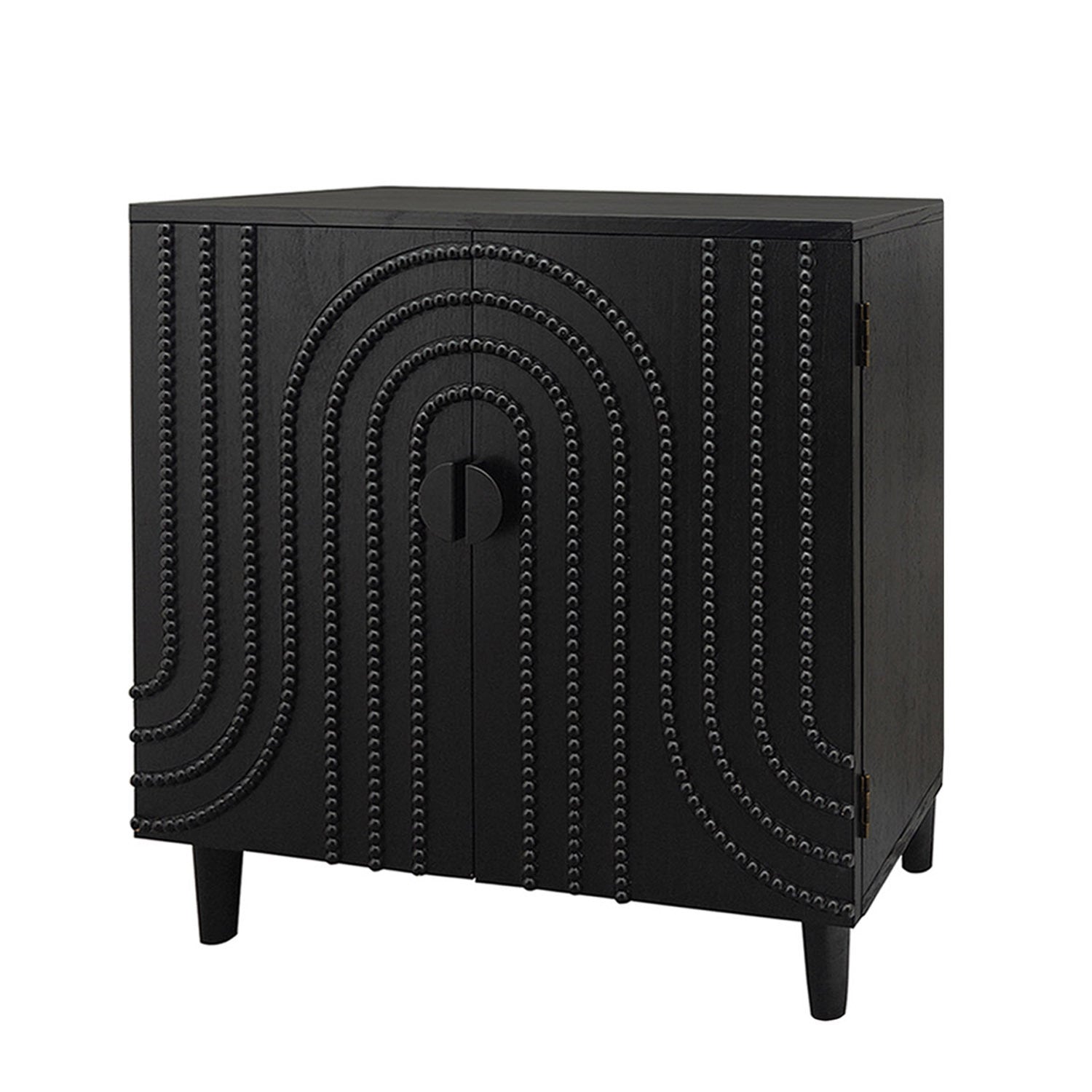 Modern Black Wood Storage Cabinet with Decorative Door