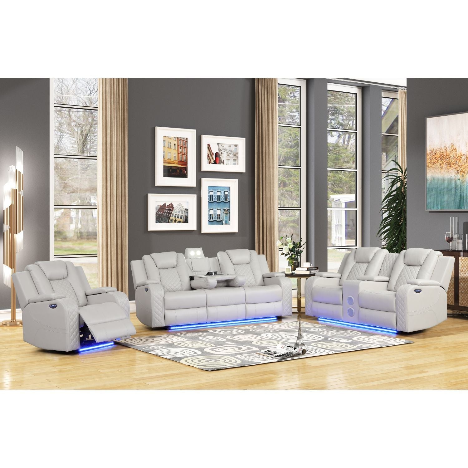 Benz - LED & Power Recliner With Adjustable Headrests And Ambient LED Lighting