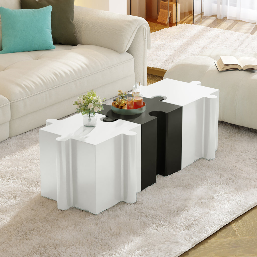 3-Piece Artistic Puzzle Table Set, Modular MGO Side Tables