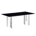 Modern Minimalist Dining Table with Imitation Marble Glass Top and Metal Legs