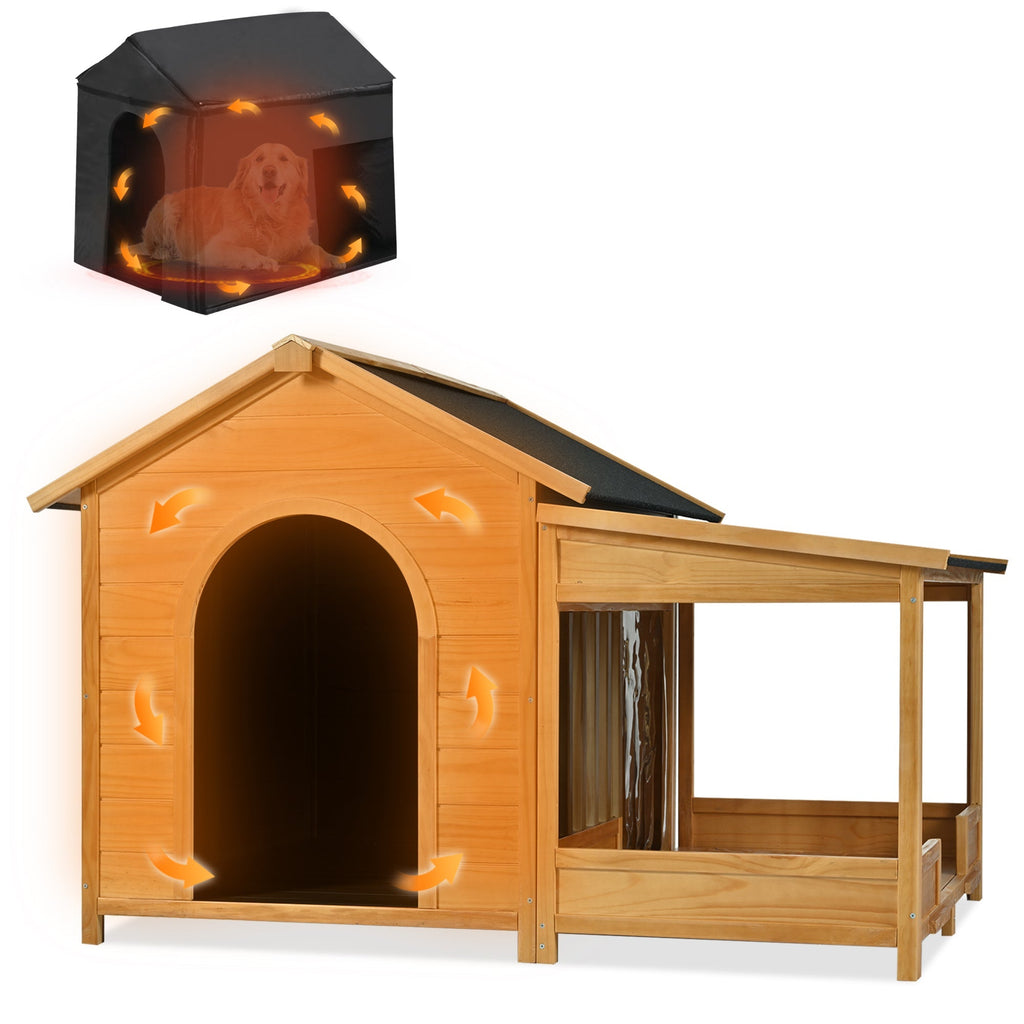 60.2 Inch Large Outdoor Dog House with Insulated Liner