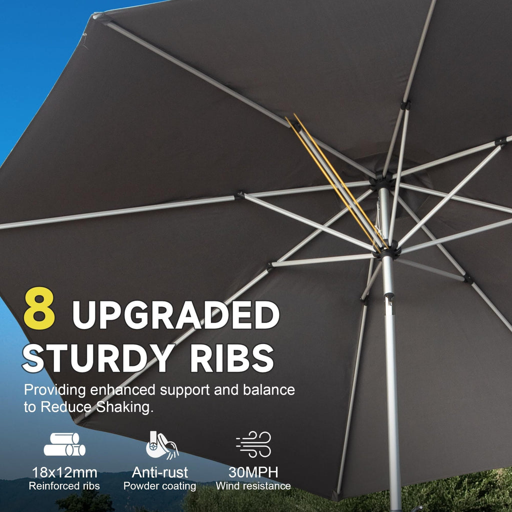 9FT Patio Umbrella, Outdoor Table Umbrella with Push Button Tilt and Crank, UV Protection Waterproof Market Sun Umbrella