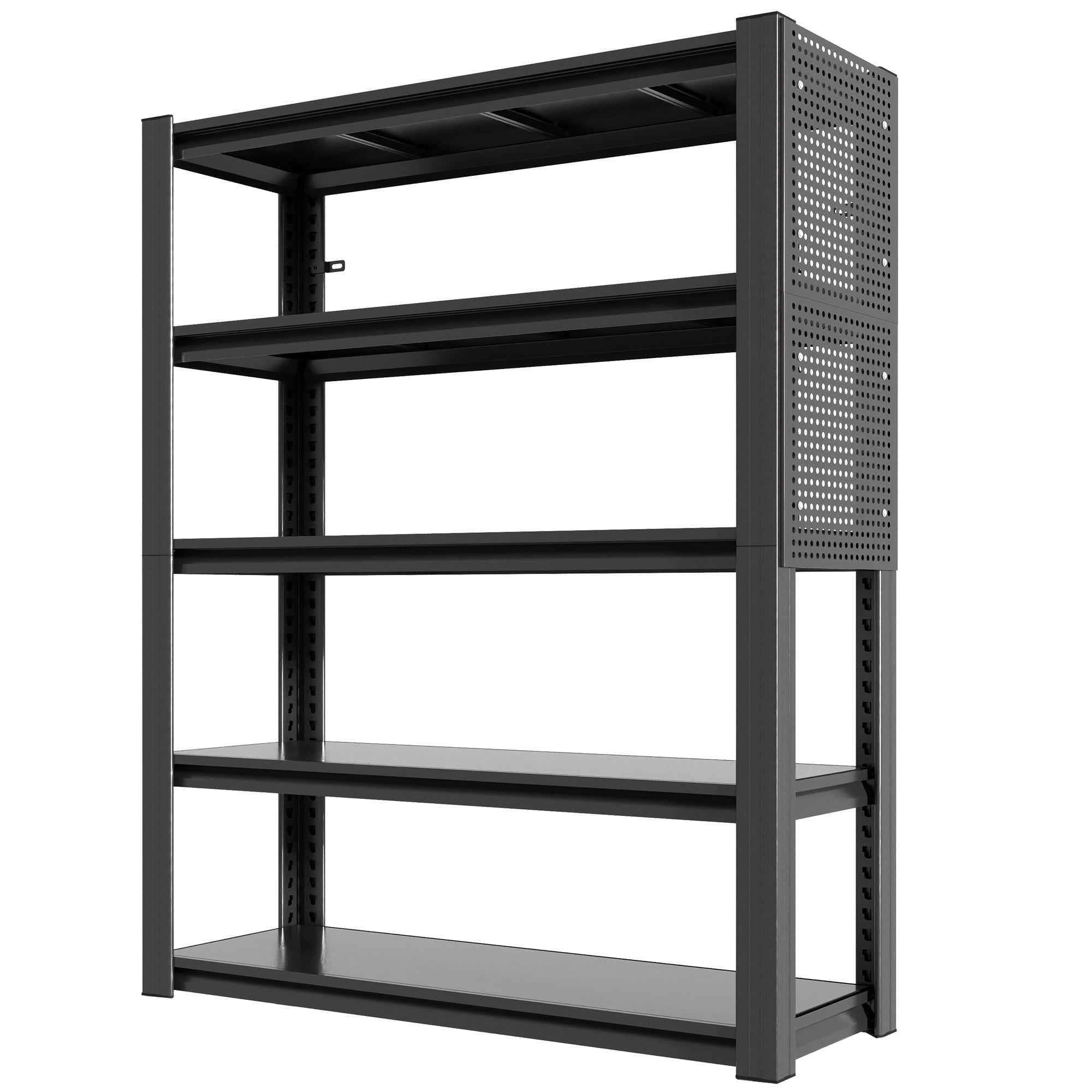 Industrial 5-Tier Adjustable Shelving Unit With Pegboard Heavy-Duty Storage