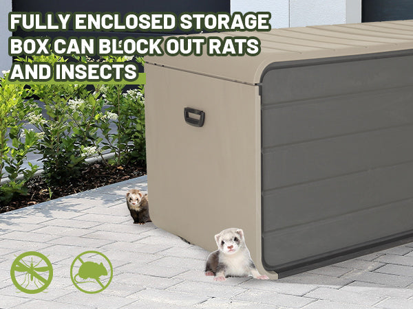 260 Gallon Plastic Deck Box with Lock and Wheels
