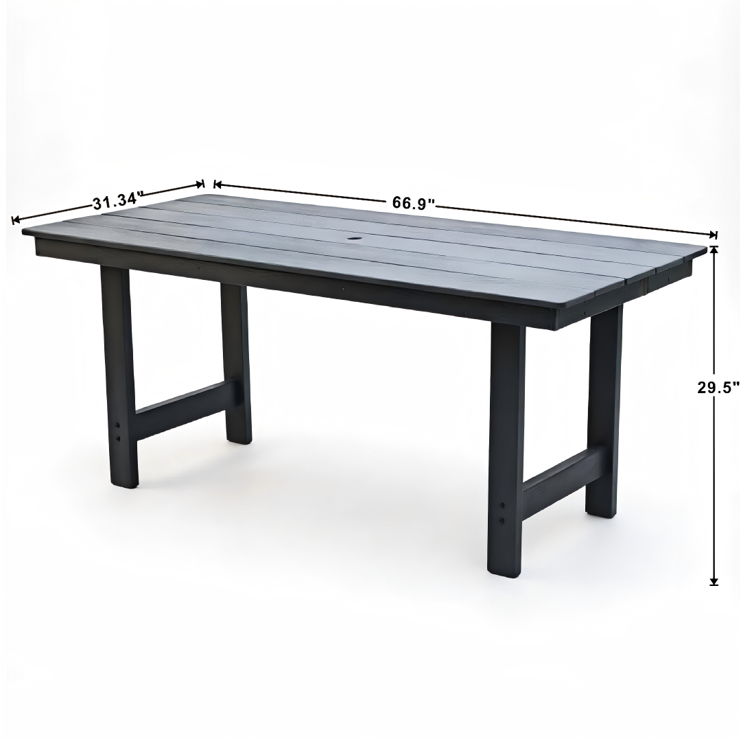 HDPE Outdoor Patio Dining Set - Table and Six Chairs