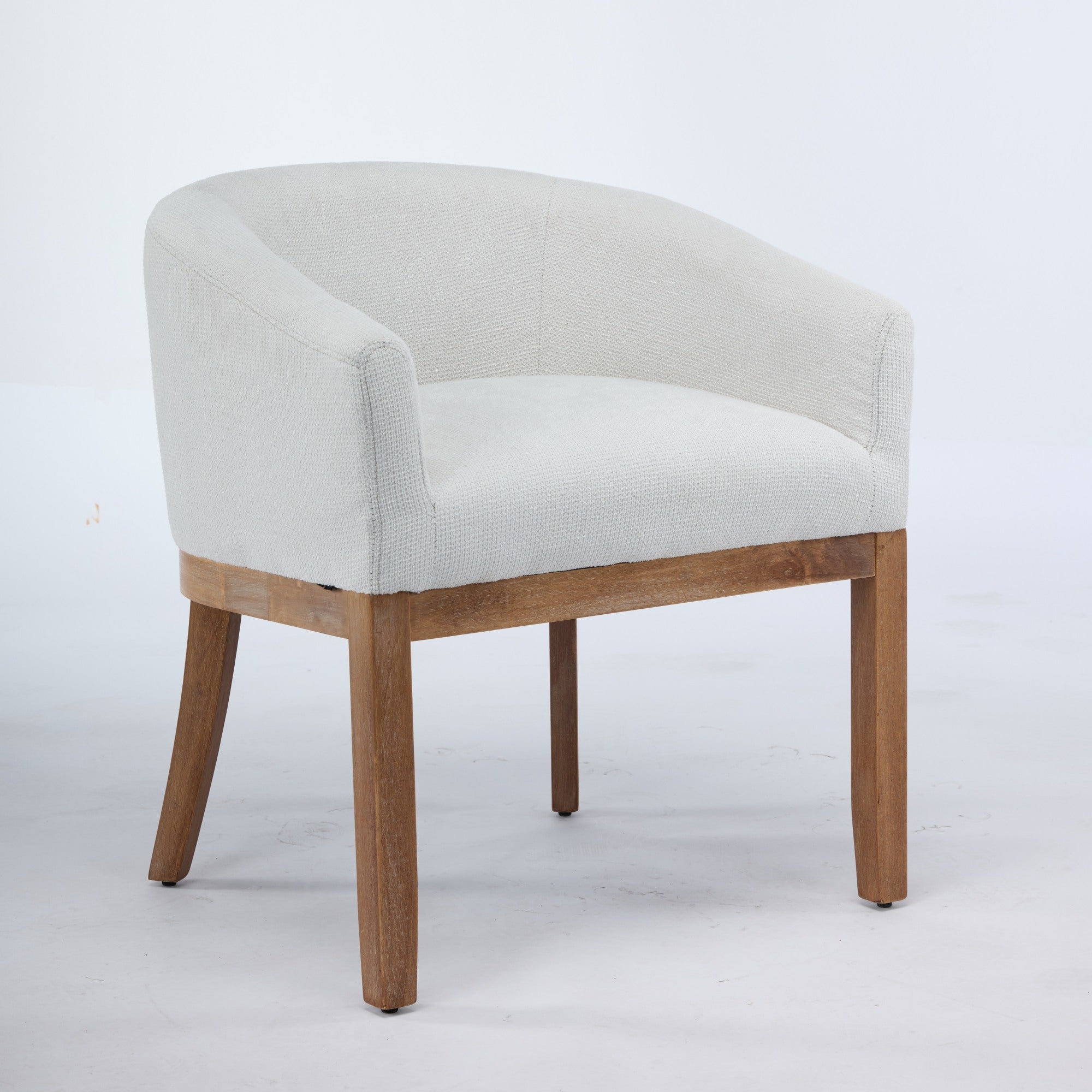 Mid Century Modern Upholstered Barrel Dining Chair with Arms