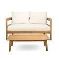 Porto Outdoor Loveseat & Table - Beige / Teak
