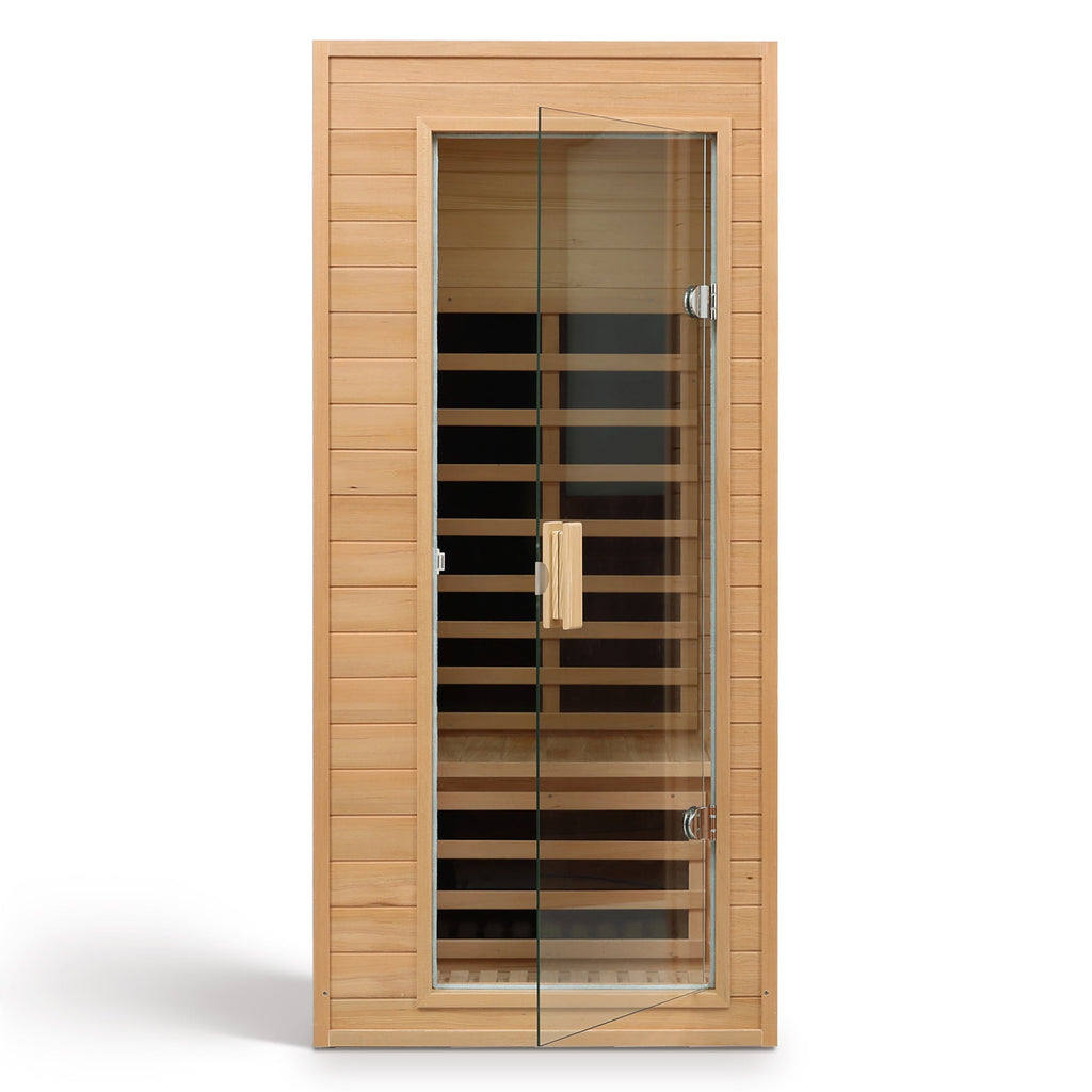 Hemlock One-person Far Infrared Roof Embedded Indoor Sauna Room Natural Hemlock 33.7x33.46x72.83 inches