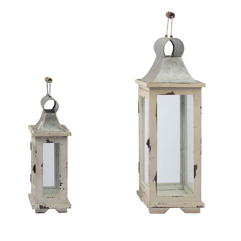 Wooden Candle Lantern Decorative Set of Two for Indoor and Outdoor Use