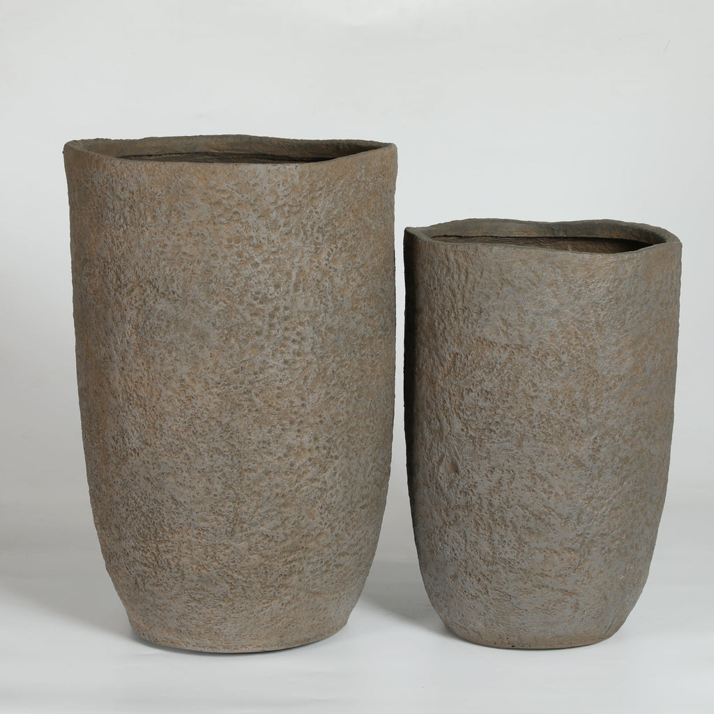 Round Concrete Planter Set of 2, Large Indoor & Outdoor Planter Pots