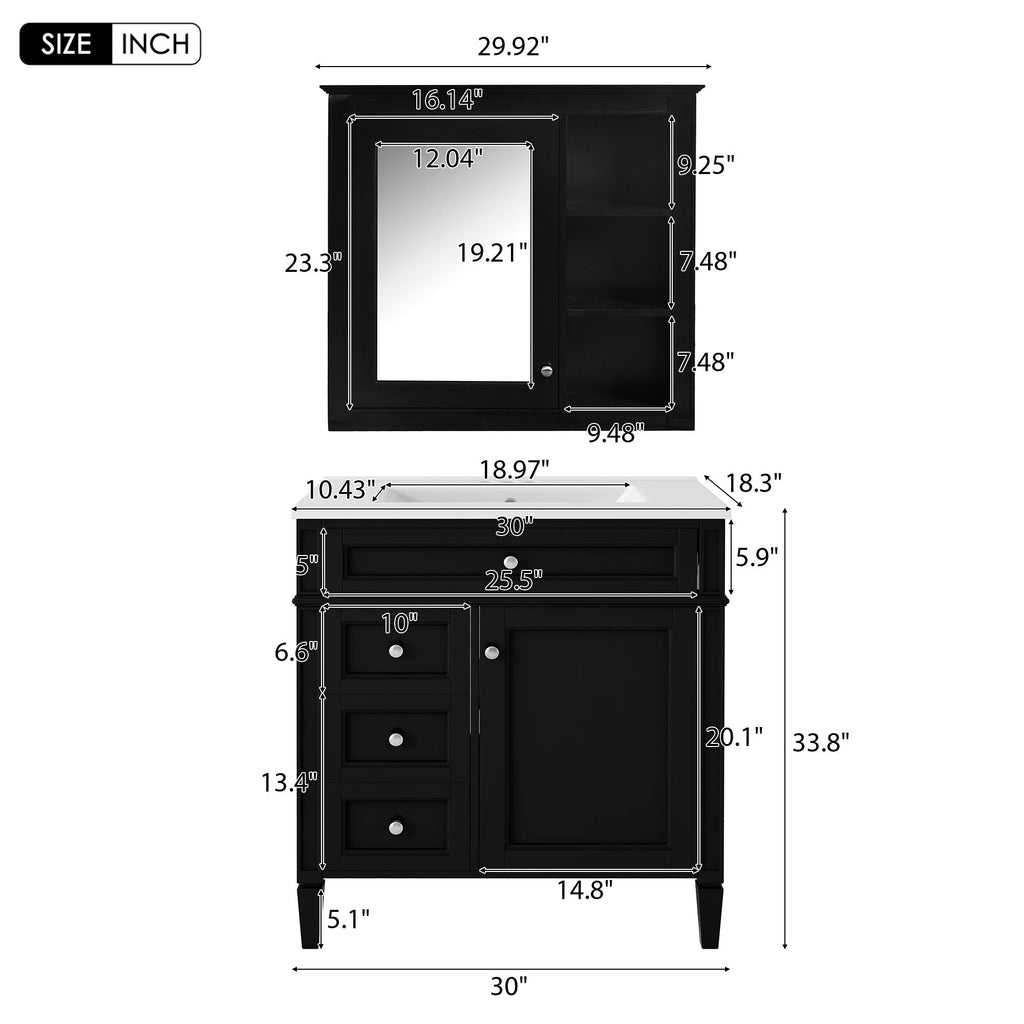Bathroom Vanity With Medicine Cabinet and Storage