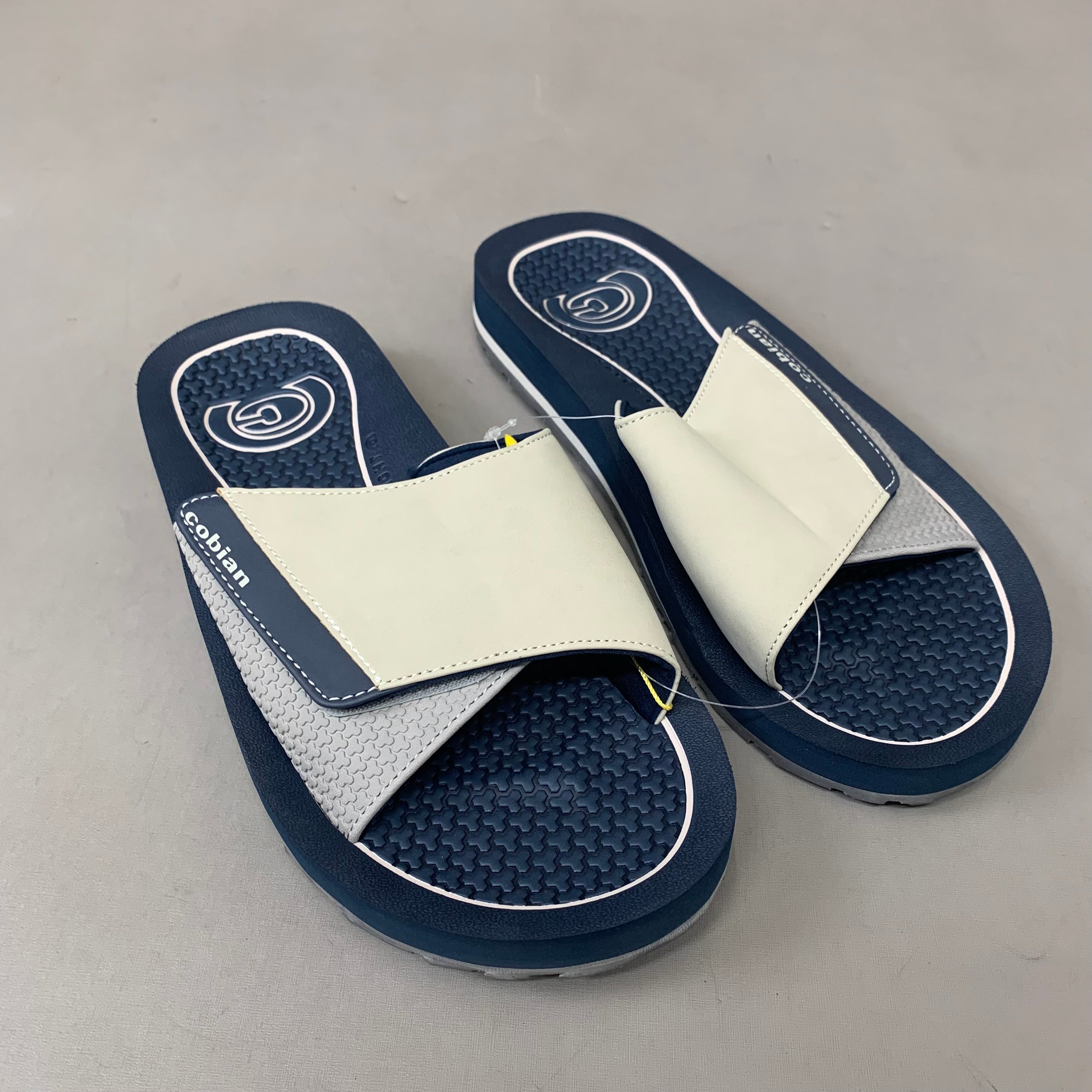 COBIAN DRT Synthetic Leather Strap Slide Sandals Men's Sz 11, 44 EU Navy DRS24-410-11