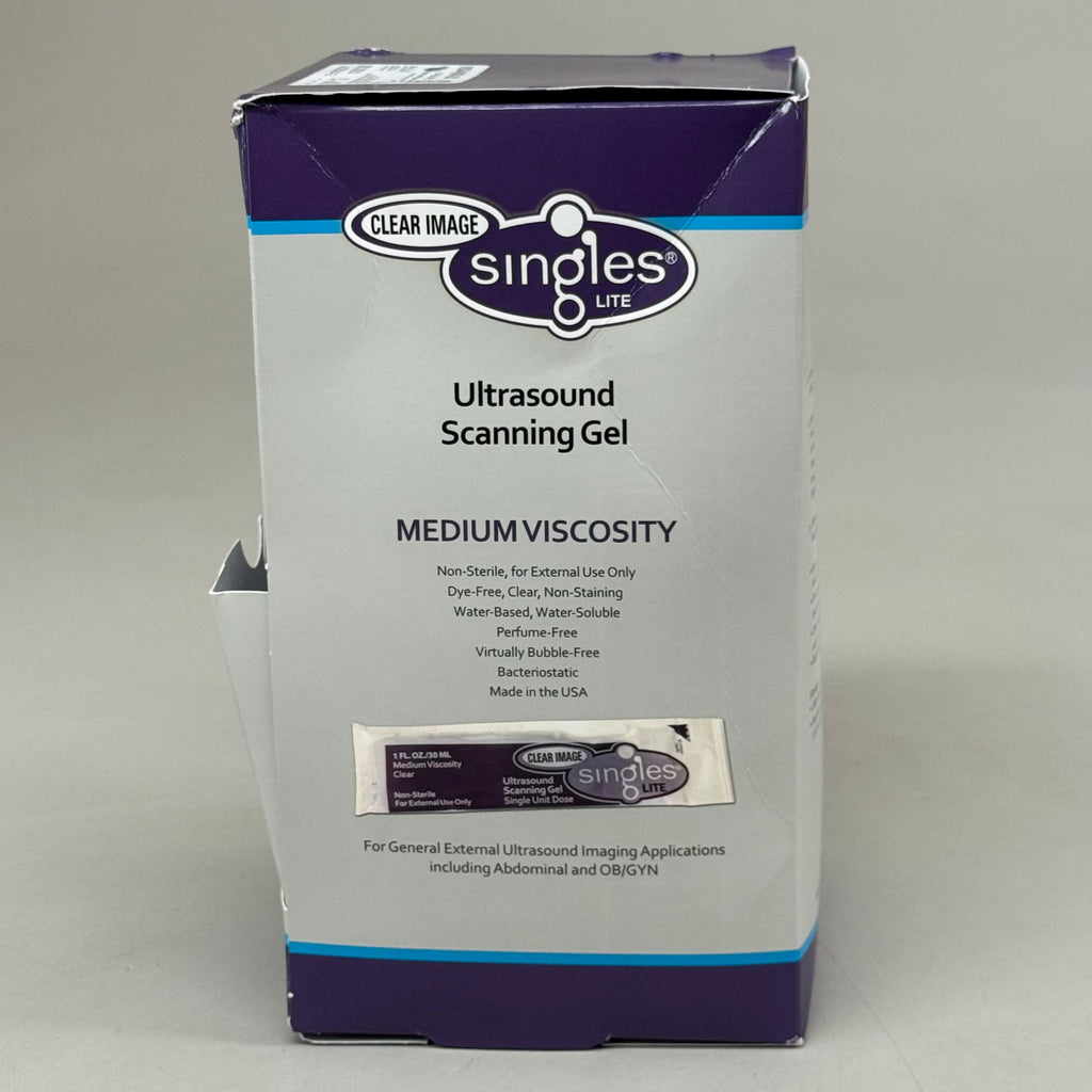 SINGLES  (100 Gel Packets) Medium Viscosity Ultrasound Scanning Gel  1fl oz per packet (New Other- Slight Damage To Package)