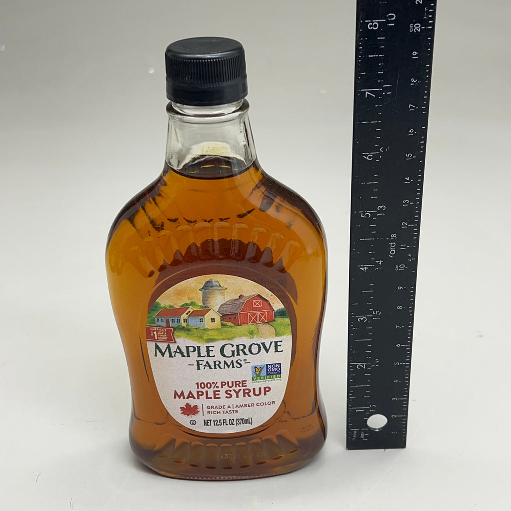 MAPLE GROVE FARMS (12 PACK) Crafted 100% Pure Maple Syrup 12.5 Fl Oz BB 07/27