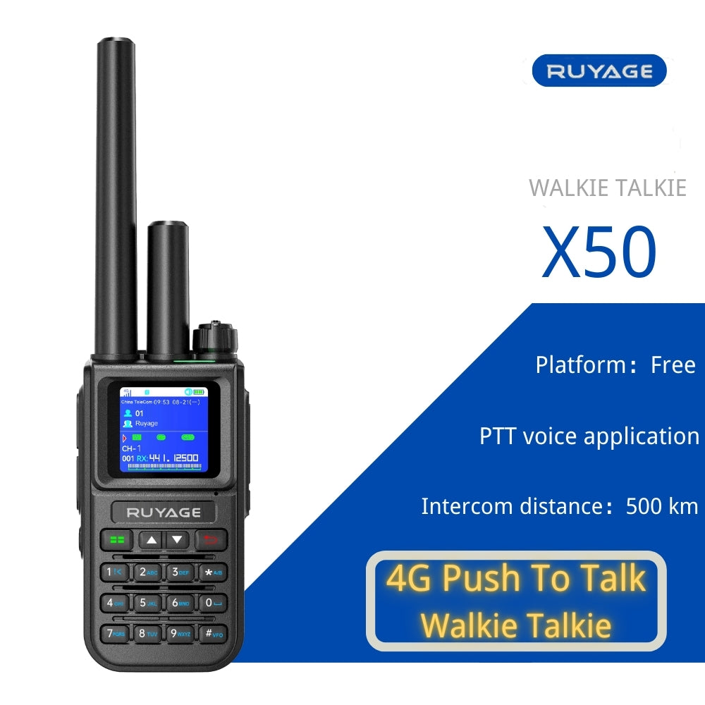RUYAGE X50 Dual Mode PoC Two Way Radio | 4G LTE Walkie Talkie with 10W Analog Communication