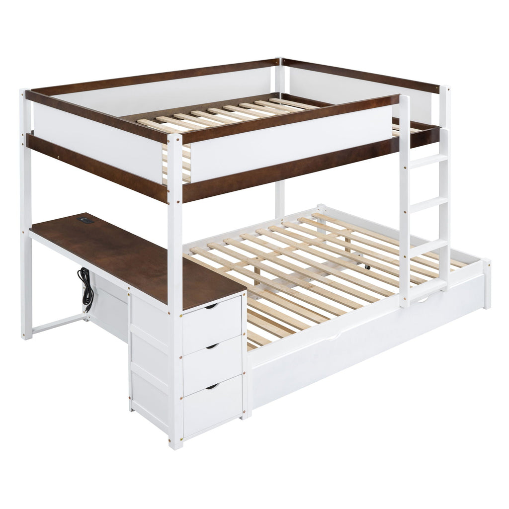 Bunk Bed With Twin Size Trundle, Storage And Desk