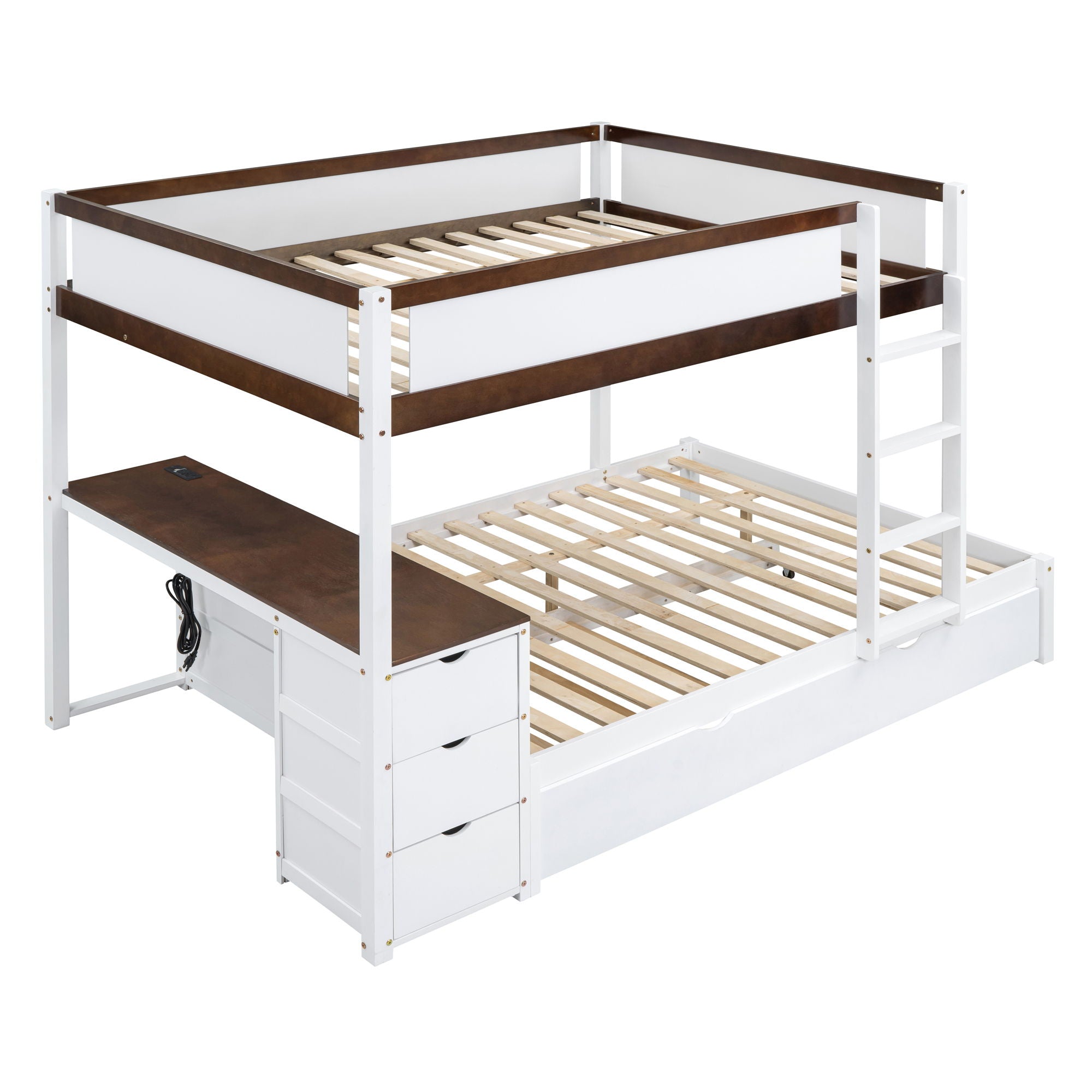 Bunk Bed With Twin Size Trundle, Storage And Desk