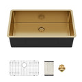 Finish Undermount Stainless Steel Kitchen Sink 32" X 19" 16 Gauge Deep Single Bowl