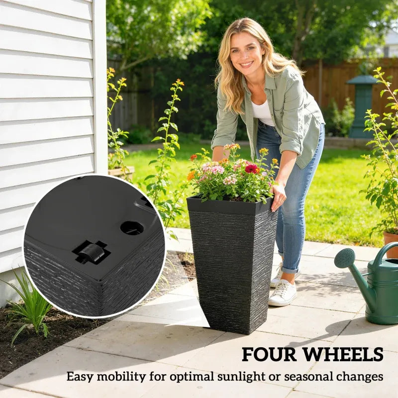 Modern Design Stackable Tapered Planters, Set of 3 Outdoor Planters