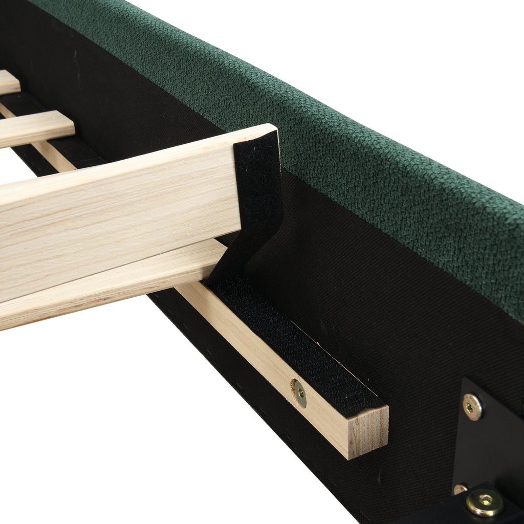 King Size Upholstered Platform Bed Frame with Rounded Corners