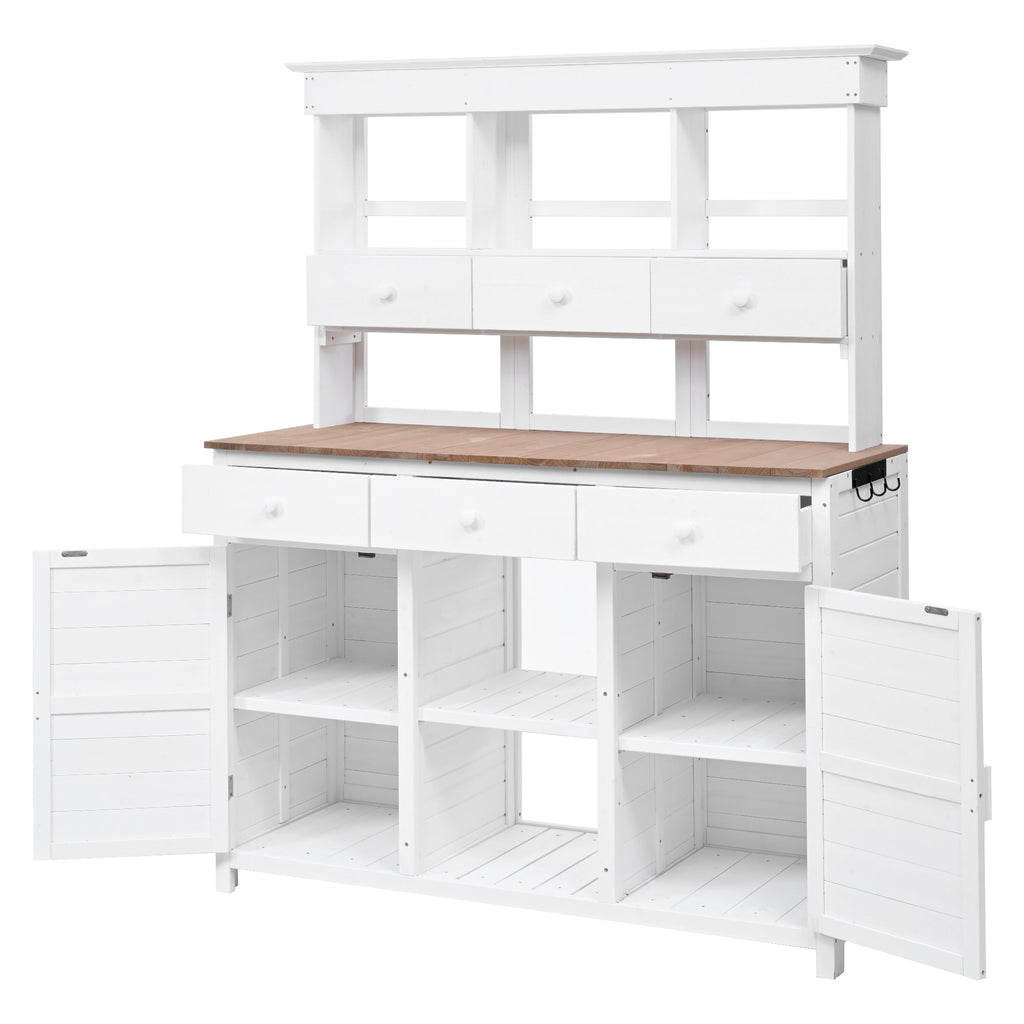 TOPMAX 65.7" Tall Garden Potting Bench Table with Hutch