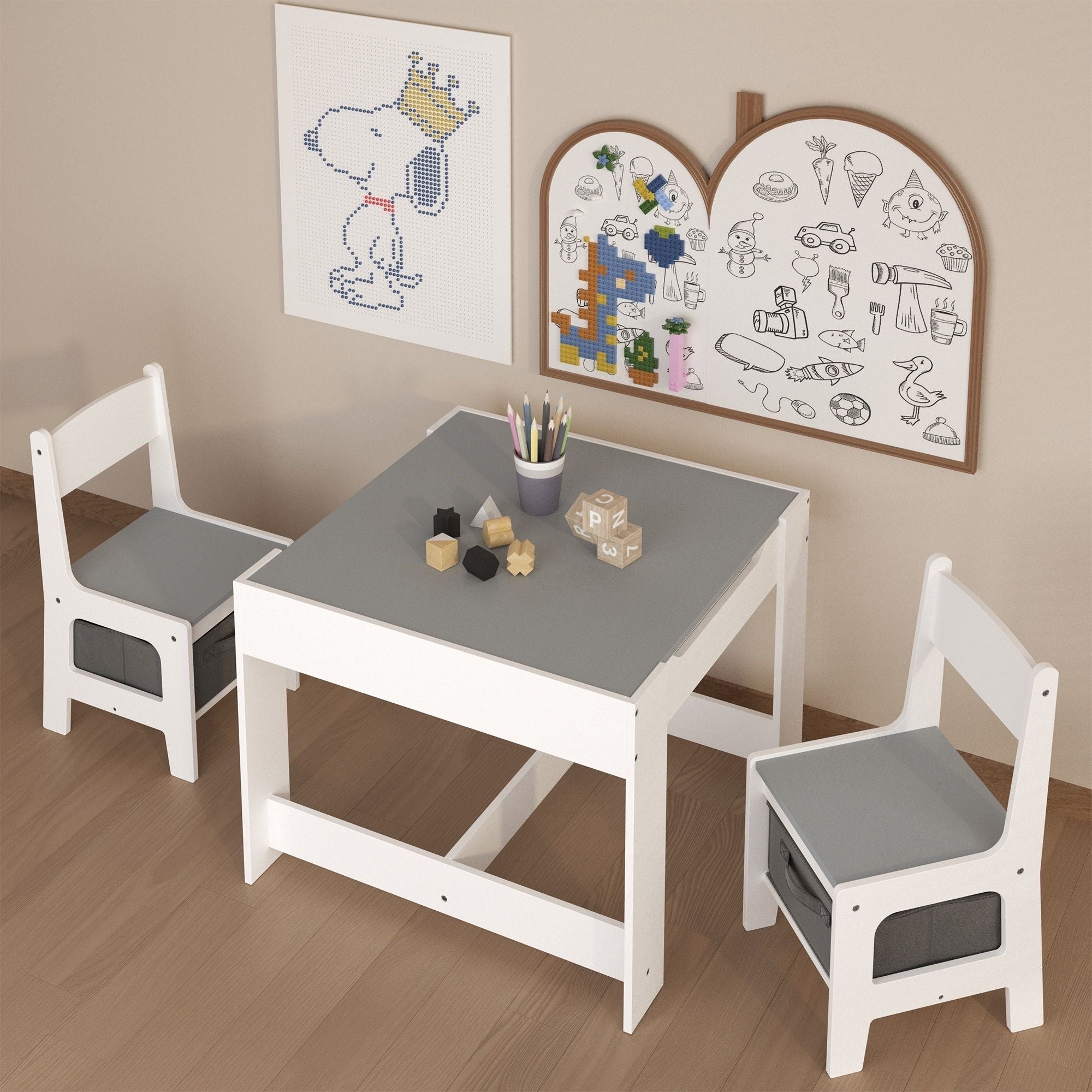 Kids 3-In-1 Activity Table And Chair Set