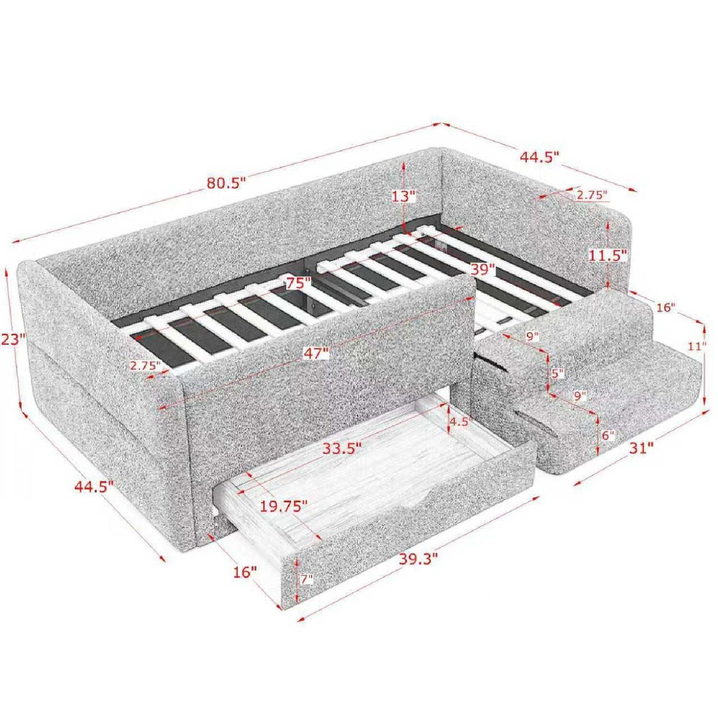 Safe Kids Bed With Guardrails And Storage