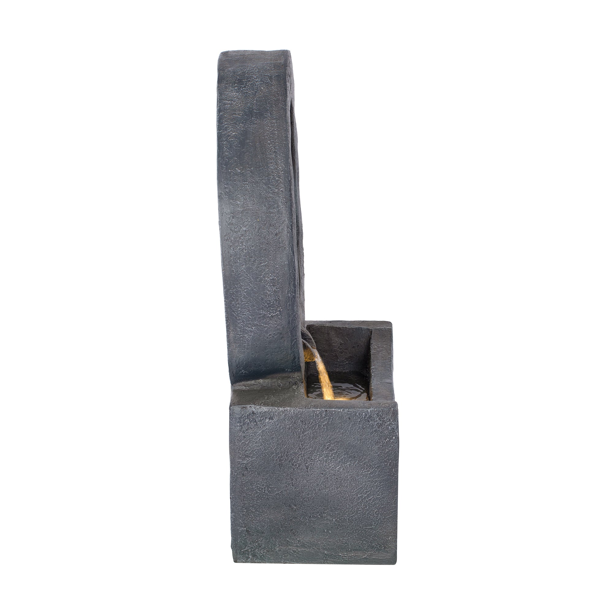 26.77'H Gray Circular Polyresin Outdoor Water Fountain with LED Light