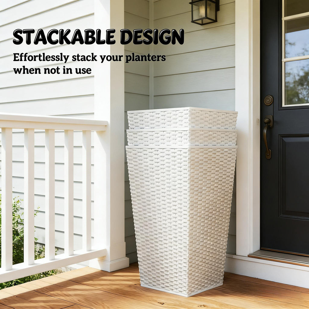 Spacious Plant Pots, Plants Box Set of 3, Tall Planters Box