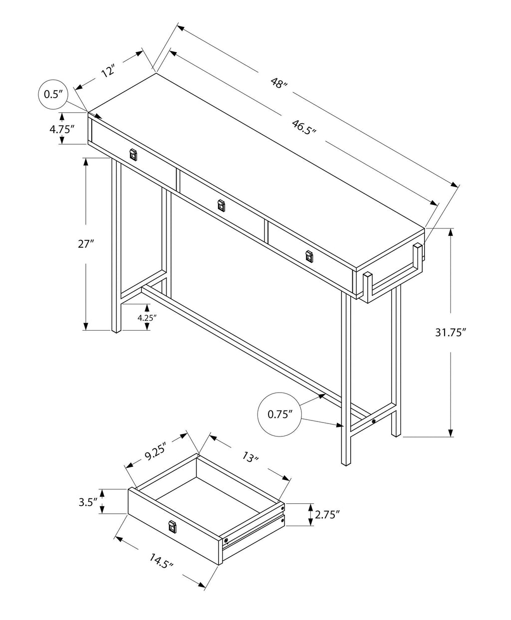 Accent Console Table for Entryway with Storage Drawer