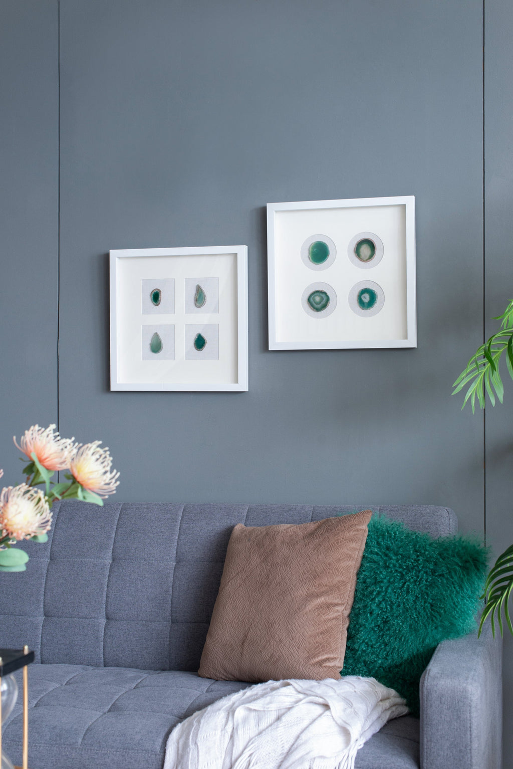 Set of 2 Shadow Box Wall Décor with Agate
