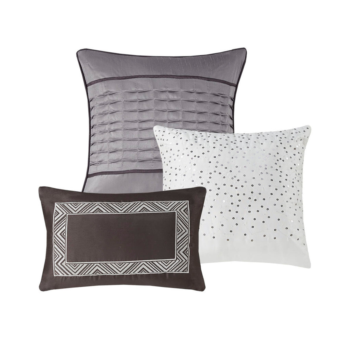 7 Piece Jacquard Comforter Set Grey/Taupe Queen