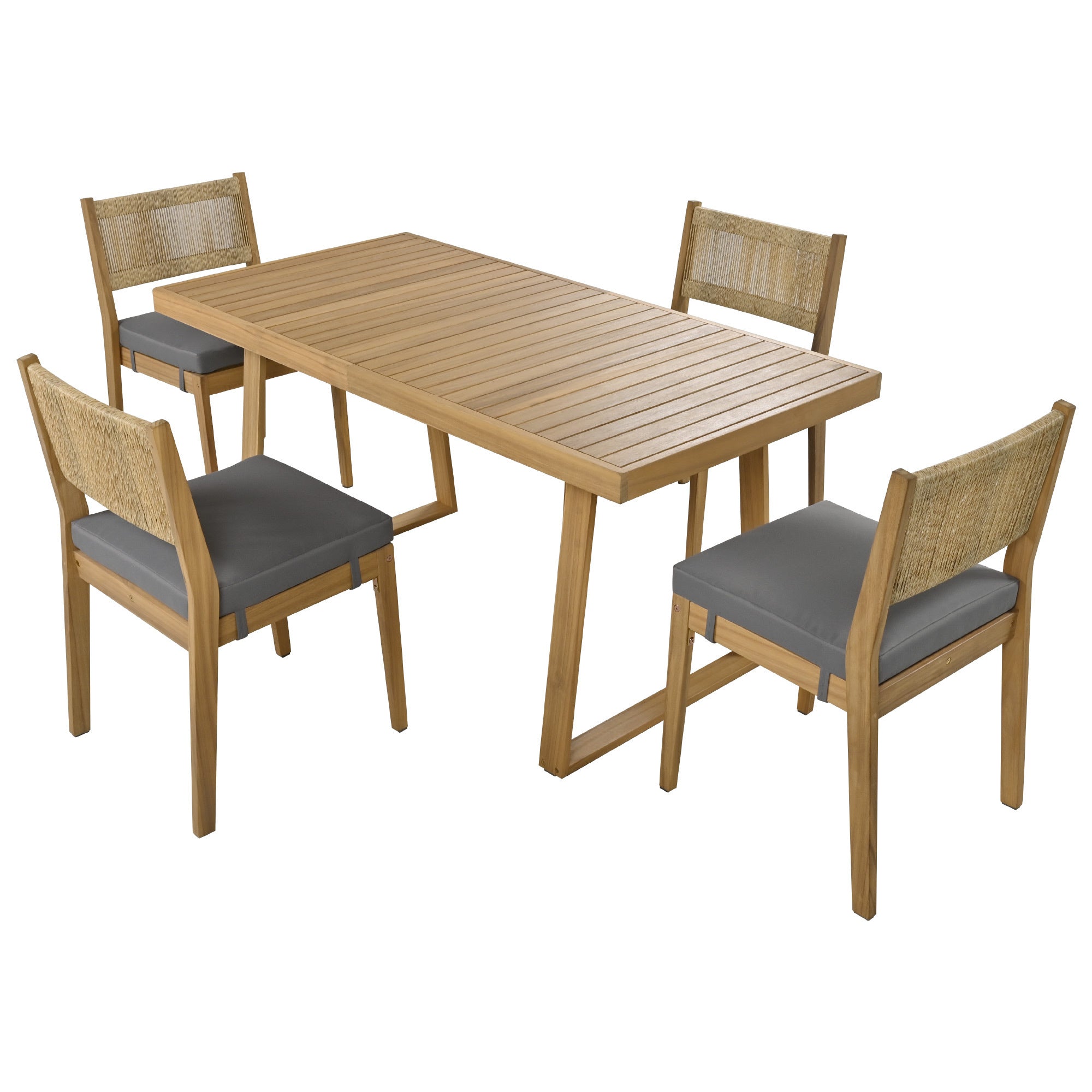 U_Style Multi-Person Outdoor Acacia Wood Dining Table and Chair Set