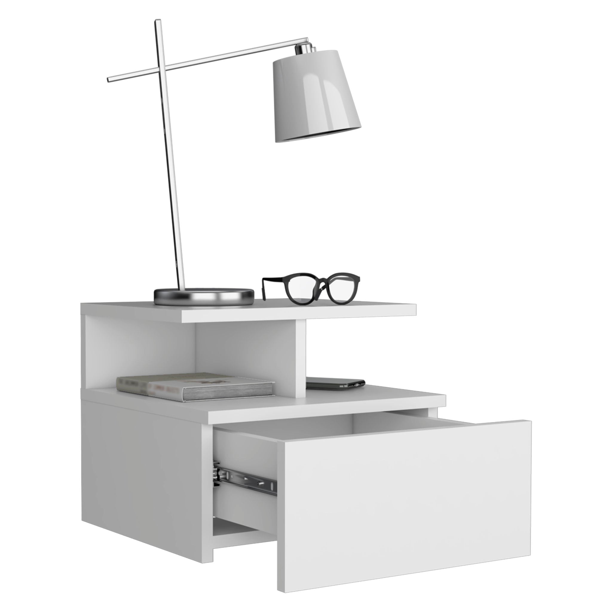 Flopini Floating Nightstand With 1 Drawer - Compact Size, White