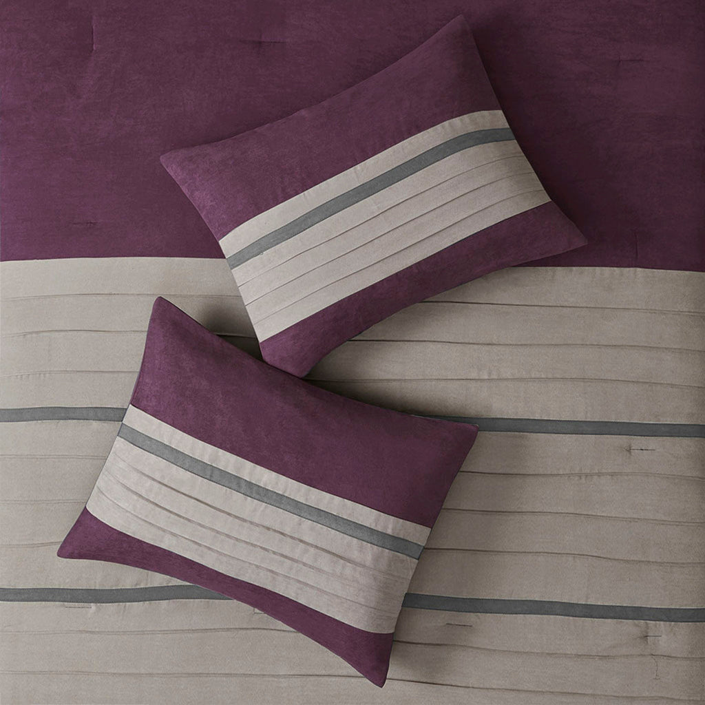 7 Piece Purple Faux Suede Comforter Set Full